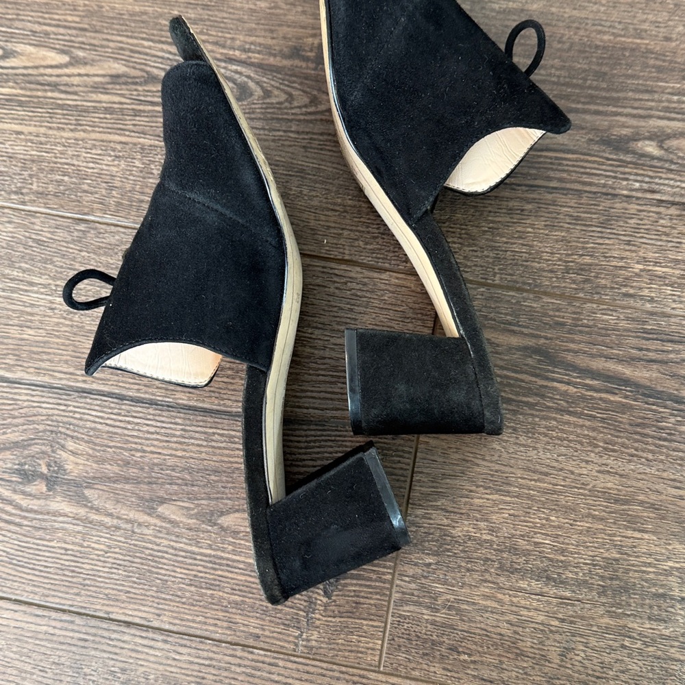 Karl Lagerfeld Paris Holly Black Suede Tassel Mule Heels 7.5 - Picture 6 of 8